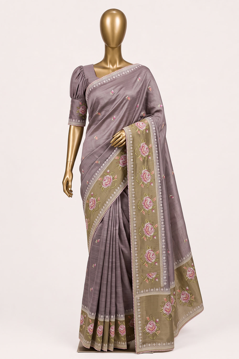 Image of Mauve Kora Silk Saree