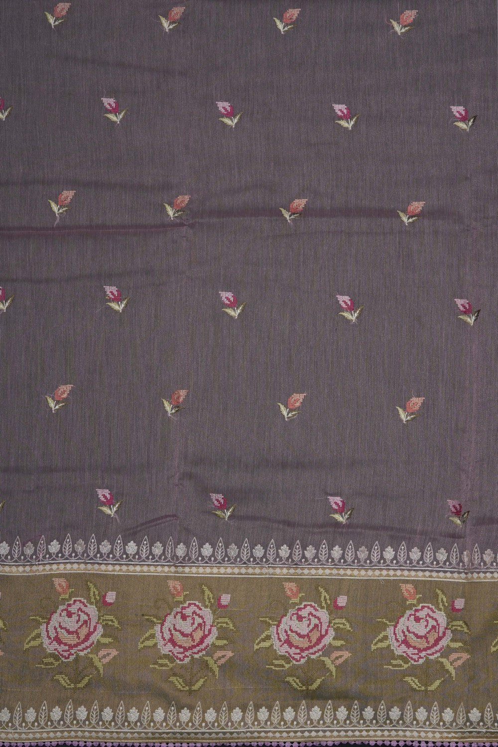 Image of Mauve Kora Silk Saree