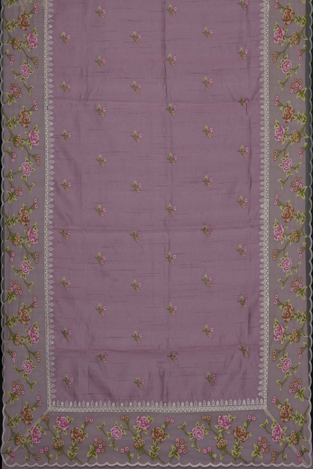Image of Lilac Pink Kora Silk Saree