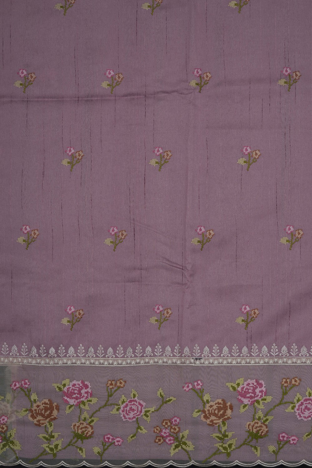 Image of Lilac Pink Kora Silk Saree