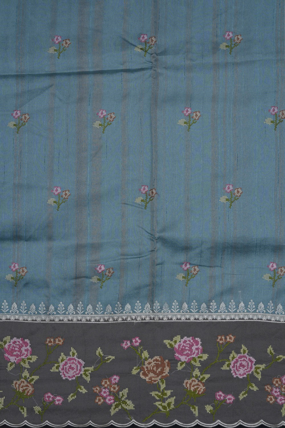 Image of Ocean Blue Silk Saree