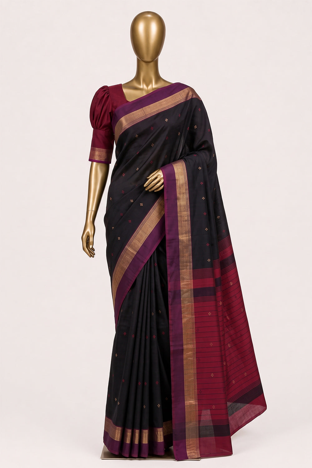 Image of Black South Silk Cotton Saree