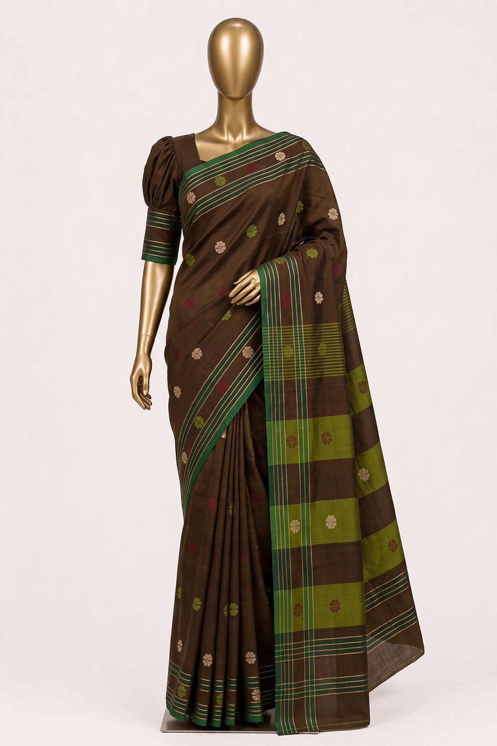 Image of Moss Green South Silk Cotton Saree