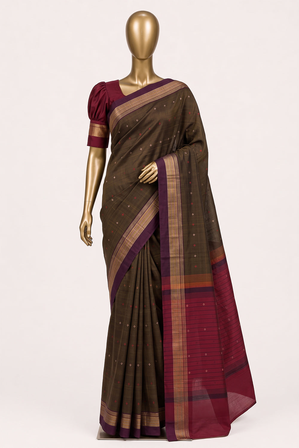 Image of Moss Green South Silk Cotton Saree