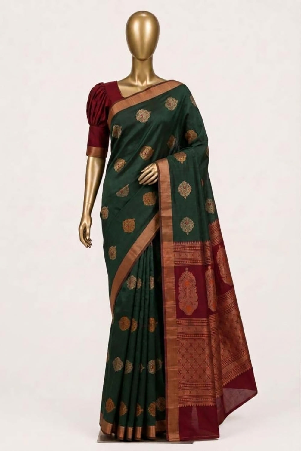 Image of Green South Silk Cotton Saree