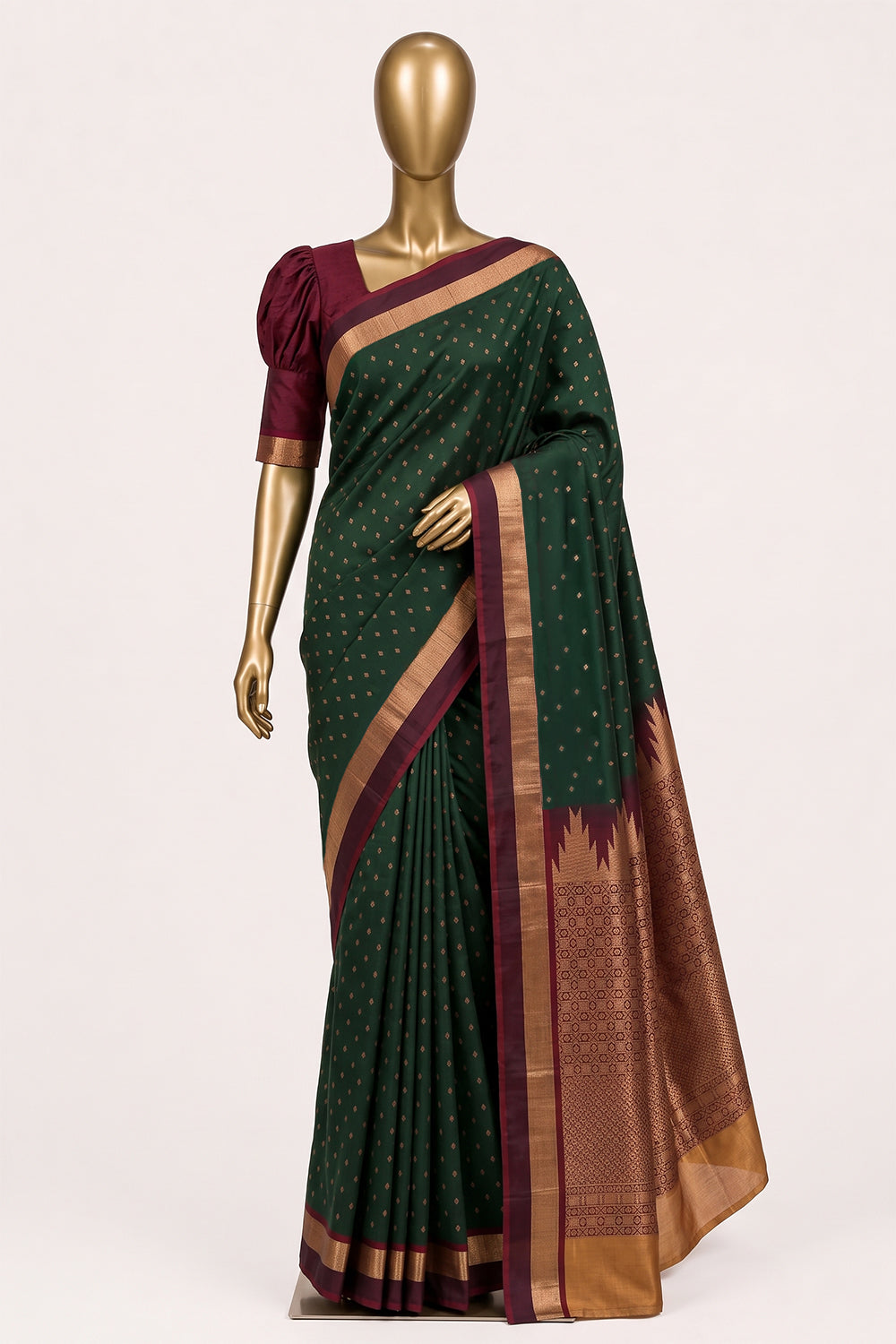 Image of Green South Silk Cotton Saree