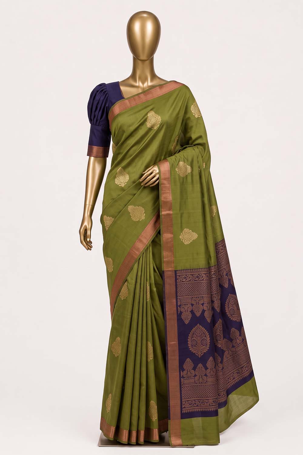 Image of Sage Green South Silk Cotton Saree