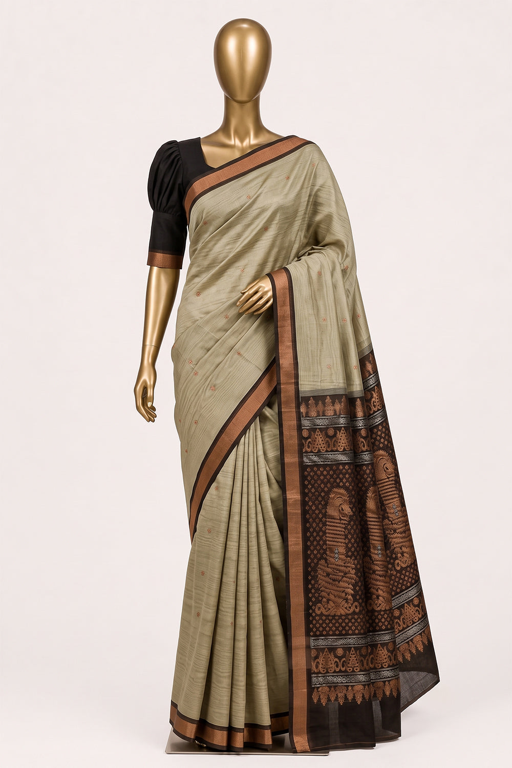 Image of Ivory Off-White South Silk Cotton Saree
