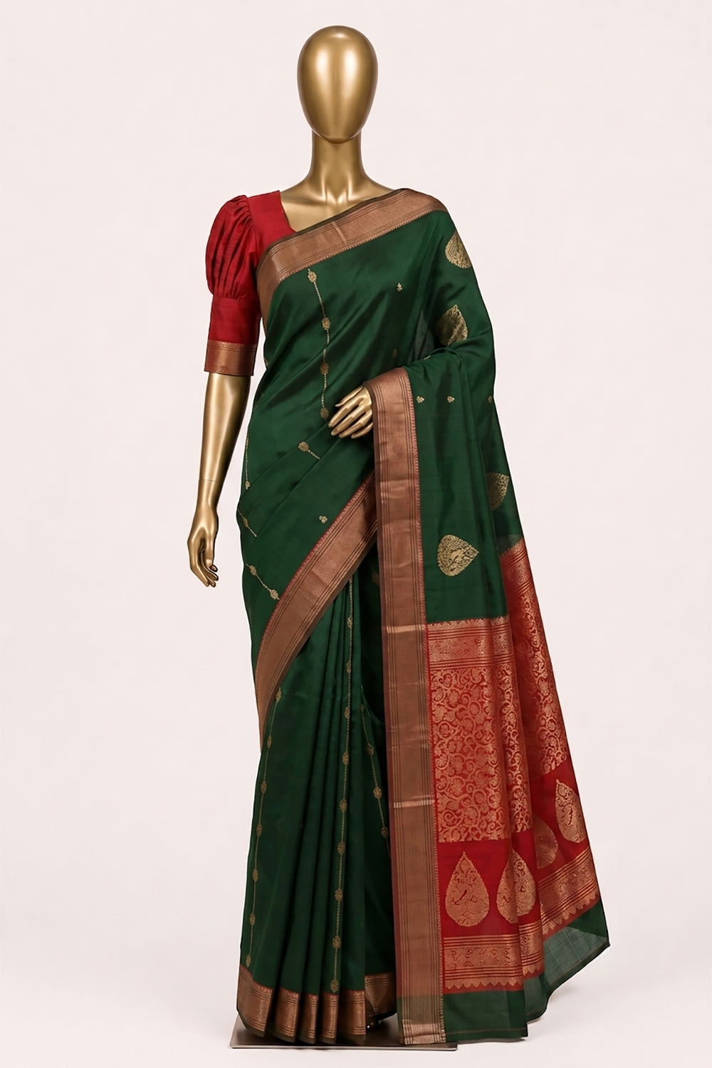 Image of Green South Silk Cotton Saree