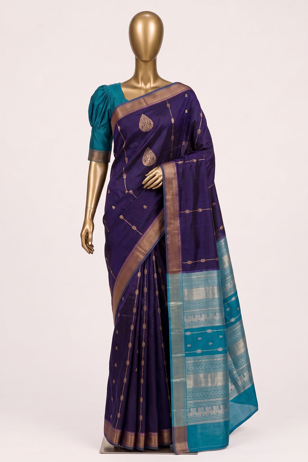 Image of Purple South Silk Cotton Saree