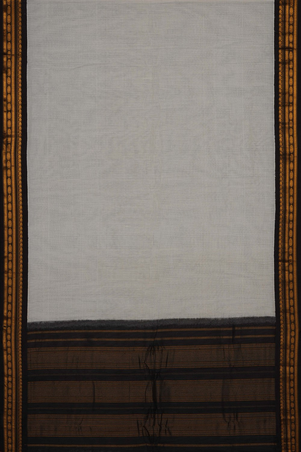 Image of Off-White Gadwal Cotton Saree