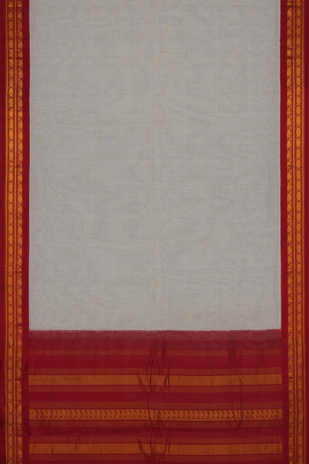 Image of Off-White Gadwal Cotton Saree