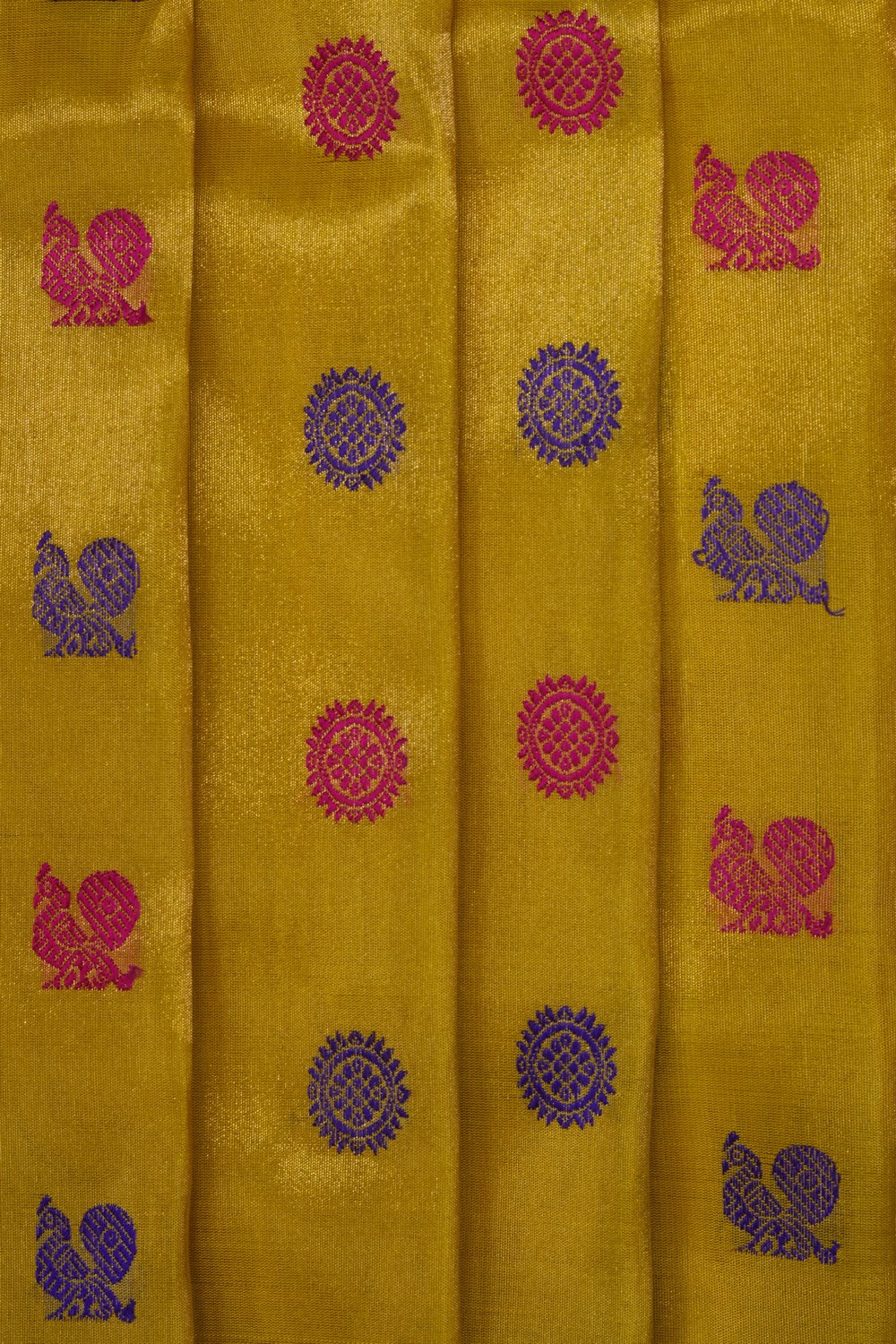 Image of Gadwal Tissue Silk Yellow Saree