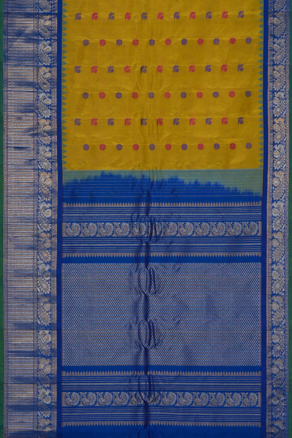 Image of Gadwal Tissue Silk Yellow Saree