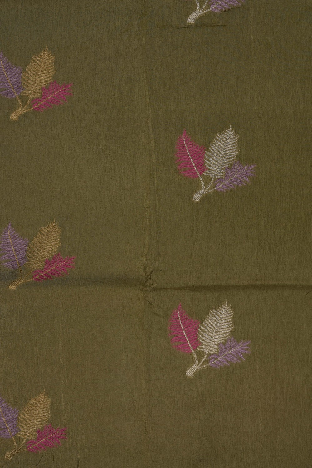Image of Moss-Green Silk Saree