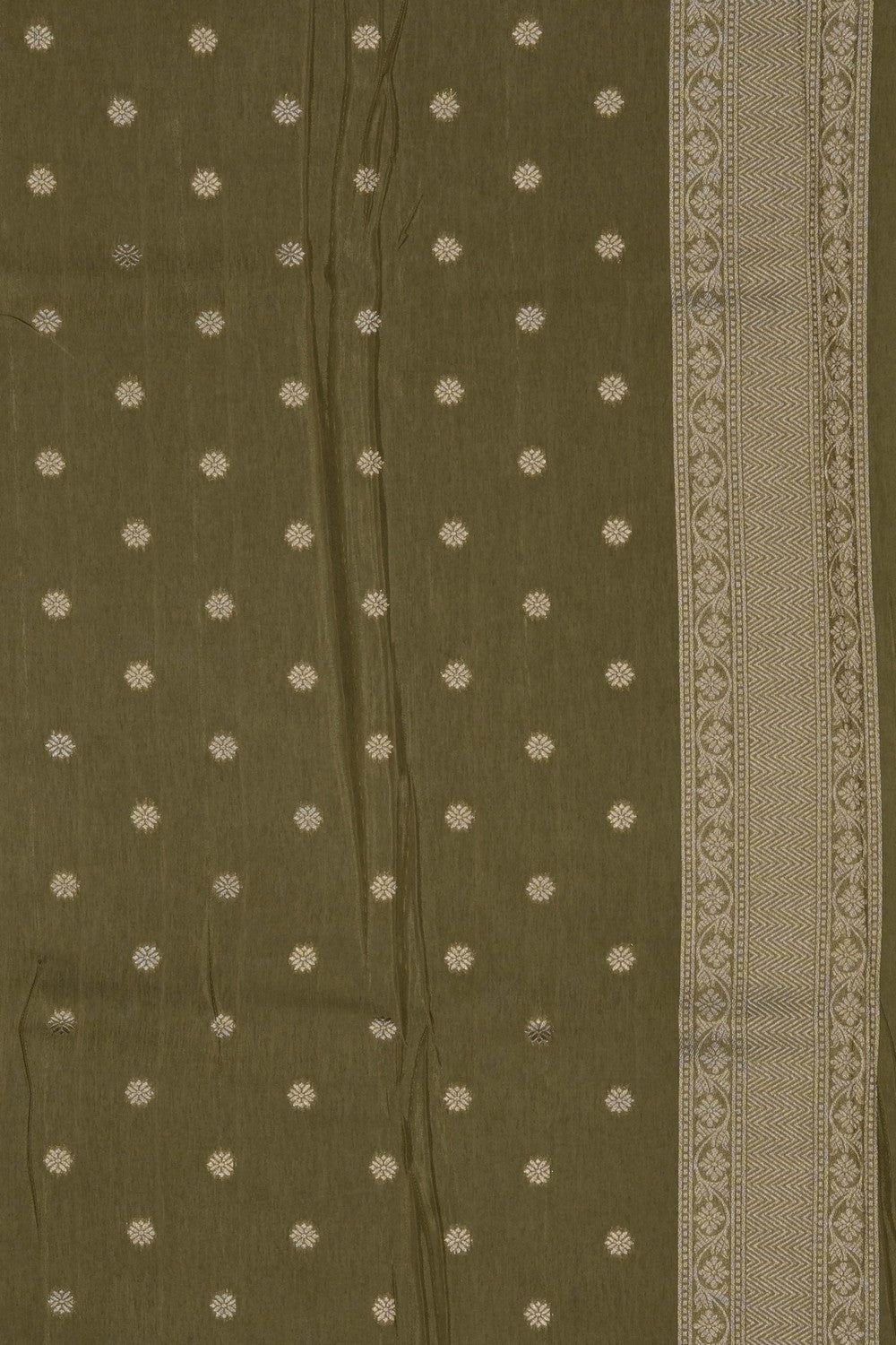 Image of Moss-Green Silk Saree