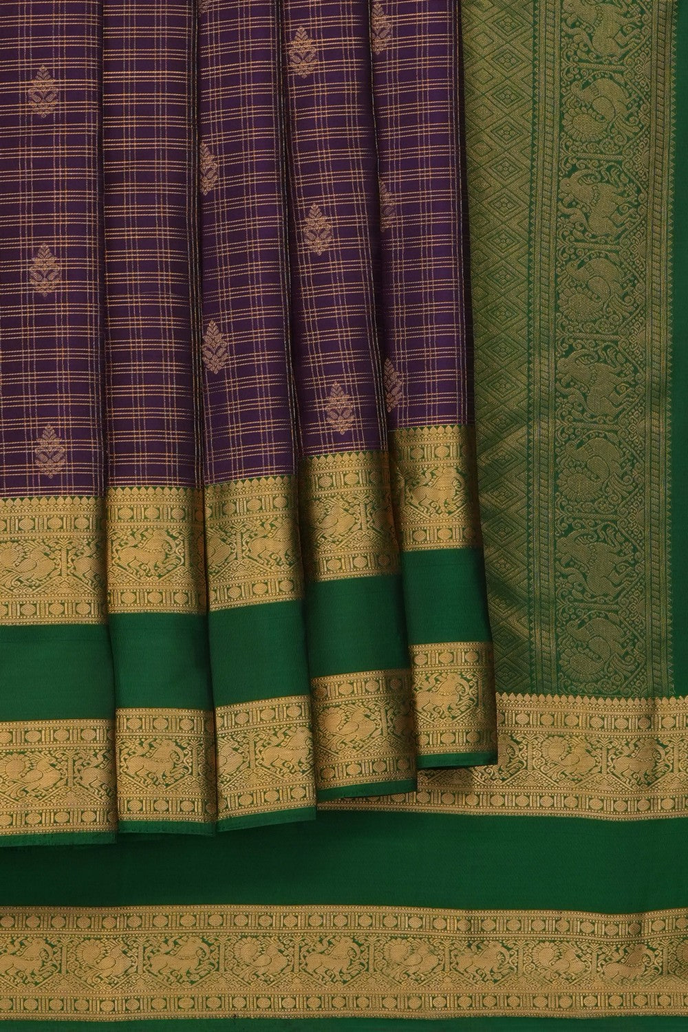 Image of Purple South Silk Kattam Saree
