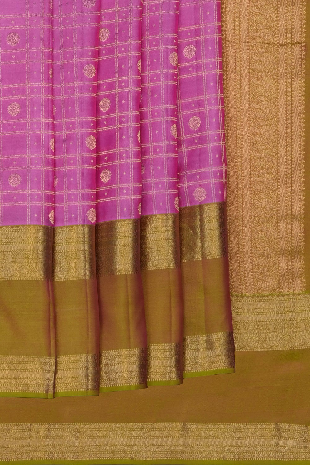 Image of Lotus Pink South Silk Kattam Saree