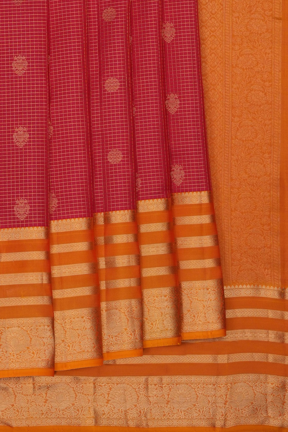 Image of Pink South Silk Kattam Saree