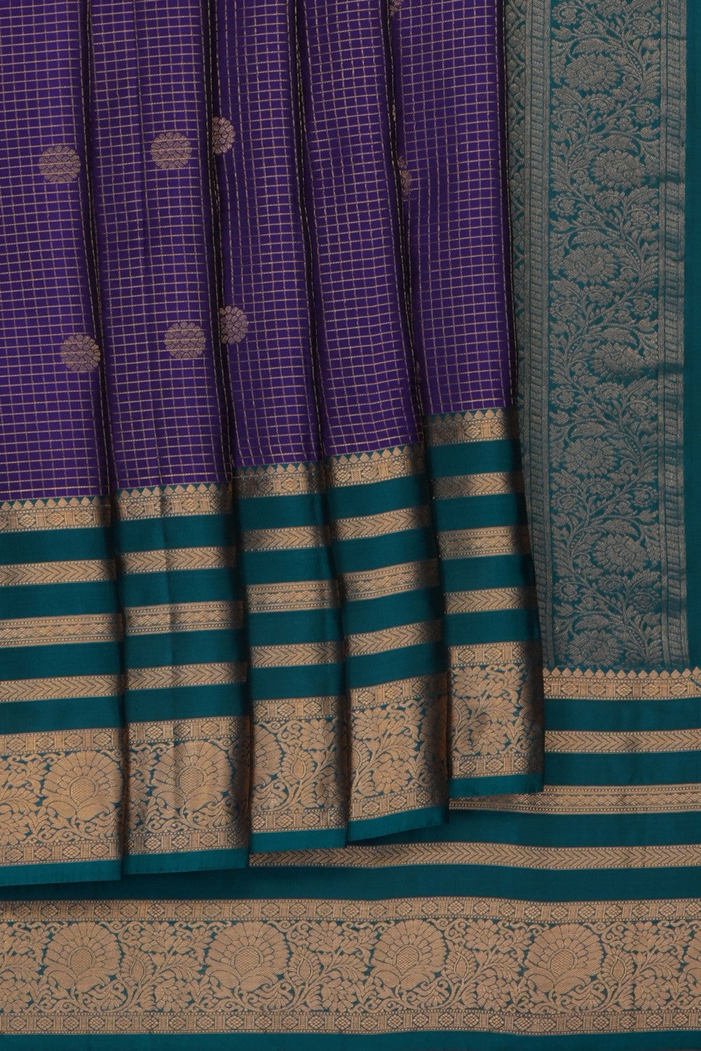 Image of Royal Purple South Silk Kattam Saree