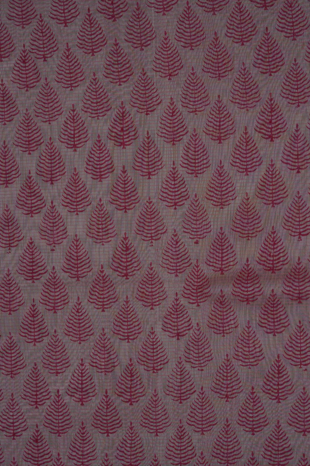Image of Pink Leafy Printed Silk Cotton Saree