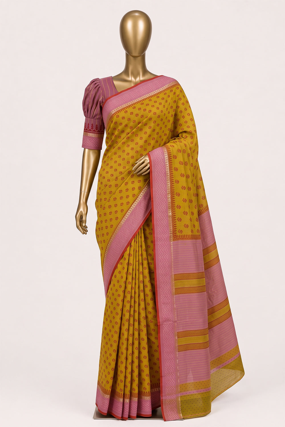 Image of Floral Printed Silk Cotton Saree