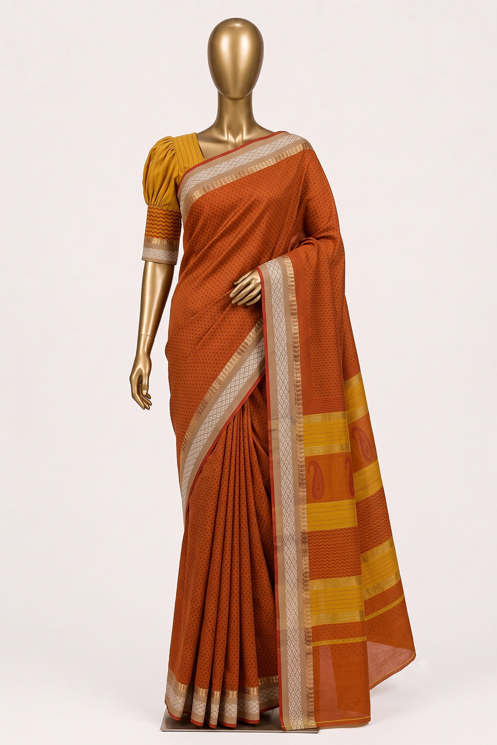 Image of Floral Printed Silk Cotton Saree