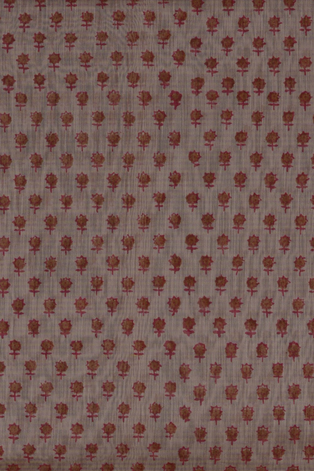 Image of Off-White Floral Printed Silk Cotton Saree