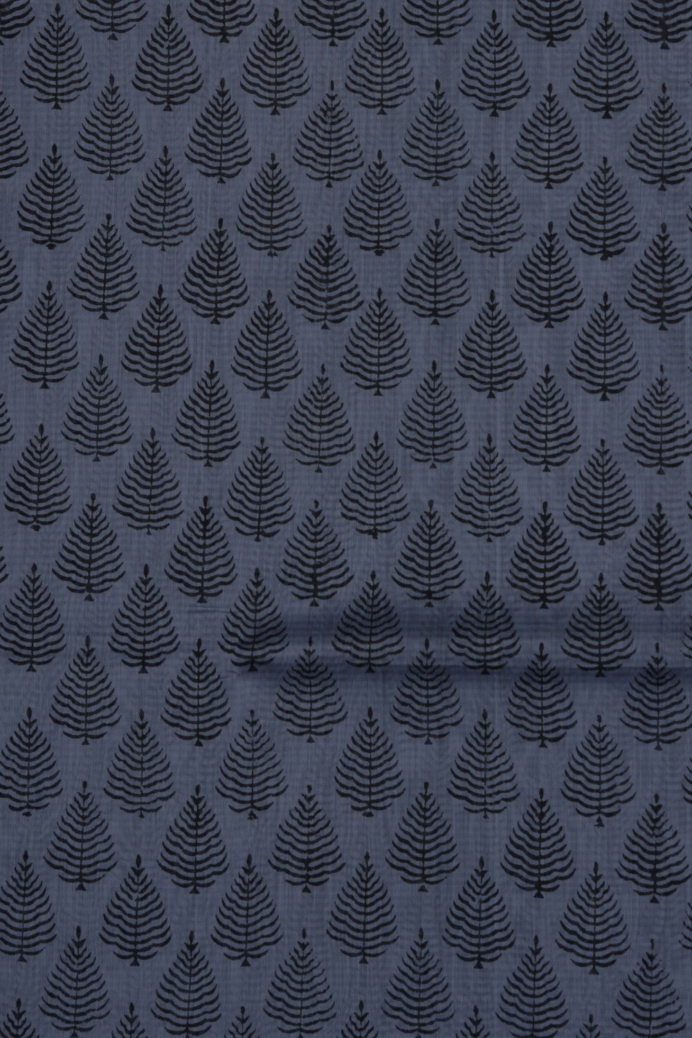 Image of Grey Leafy Printed Silk Cotton Saree