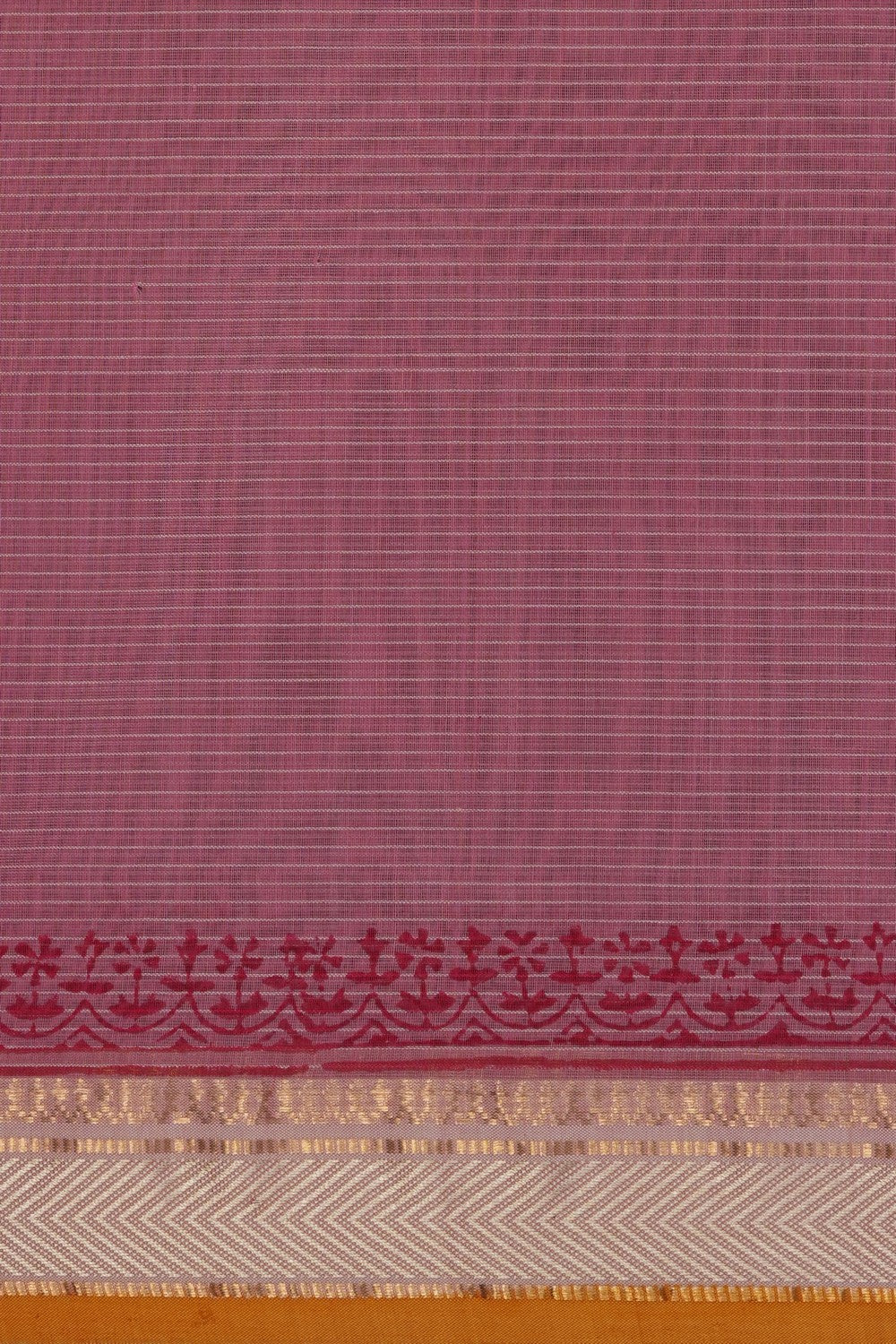 Image of Off White Floral Printed Silk Cotton Saree