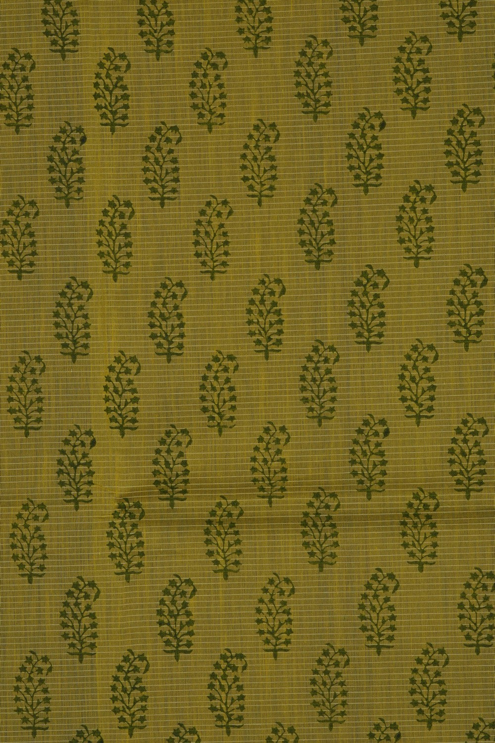 Image of Spring Green Floral Printed Silk Cotton Saree