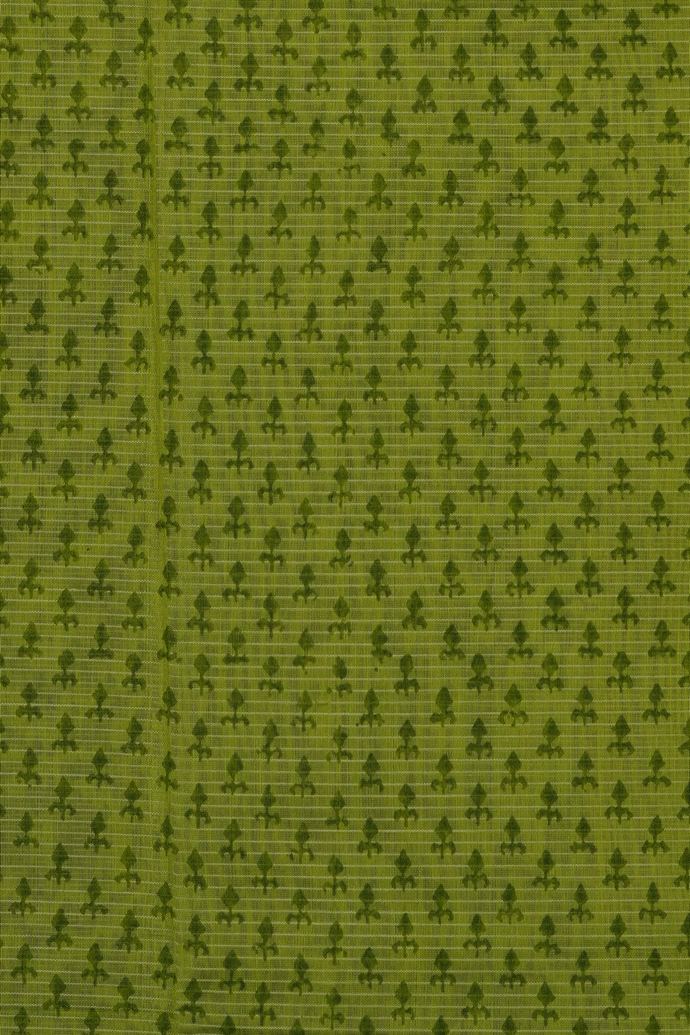 Image of Green Floral Printed Silk Cotton Saree