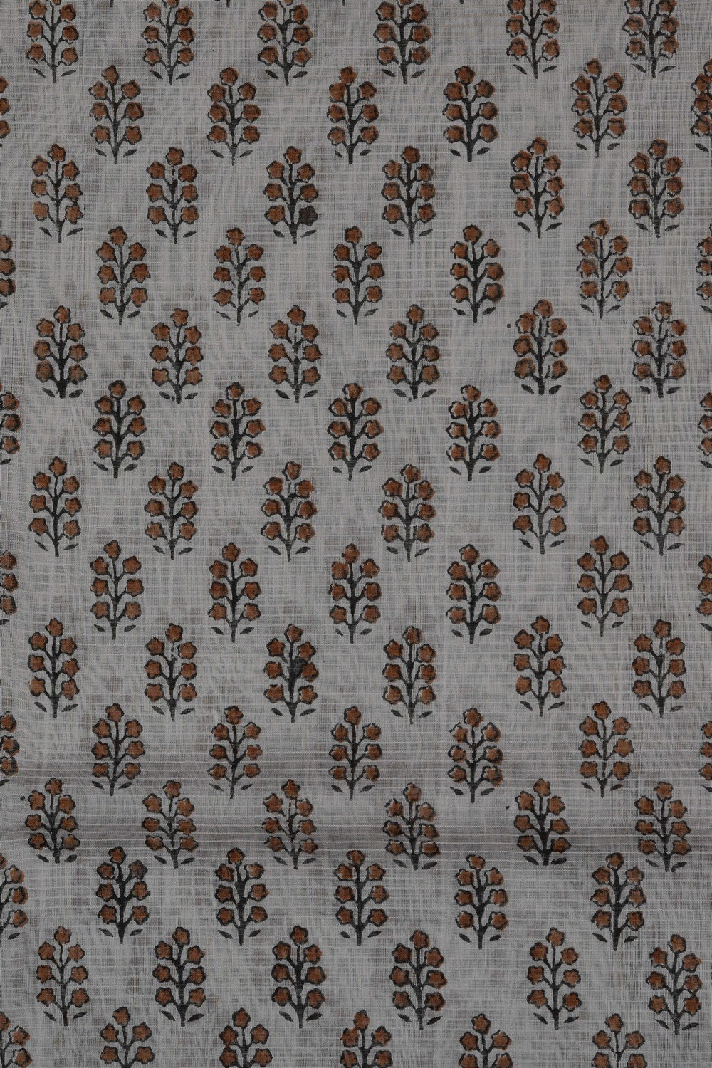 Image of Off-White Floral Printed Silk Cotton Saree