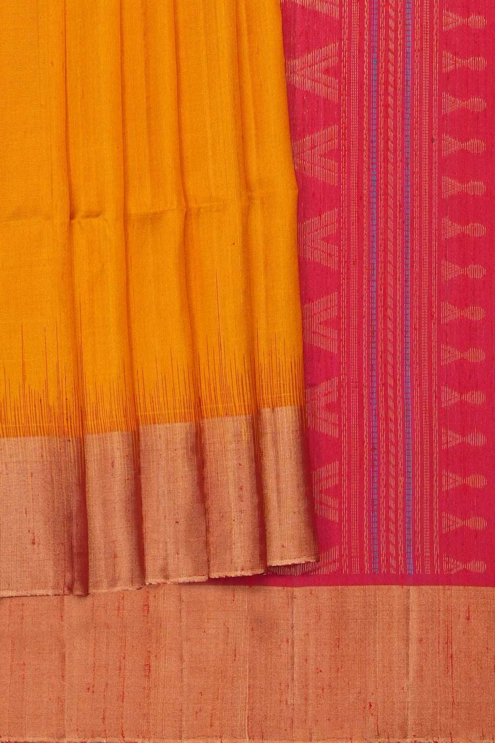 Image of Yellow Dupion Silk Saree