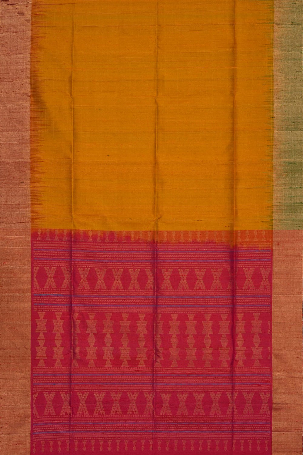 Image of Yellow Dupion Silk Saree