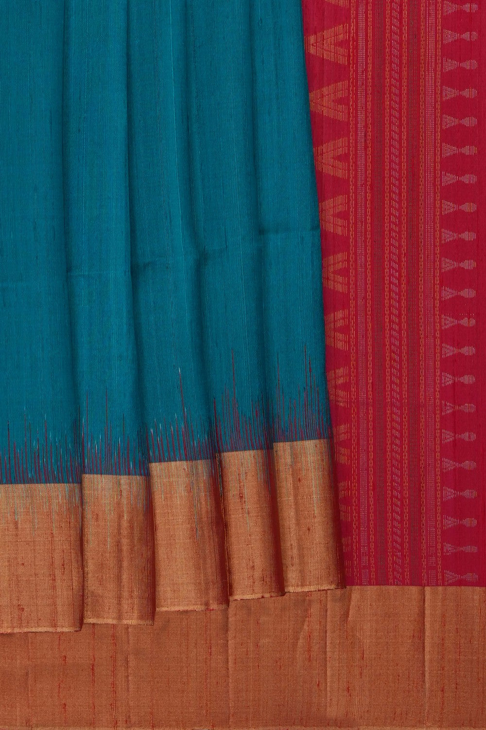 Image of Teal-Blue Dupion Silk Saree