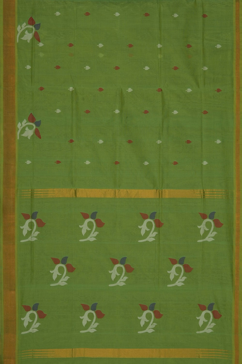 Image of Green Cotton Saree
