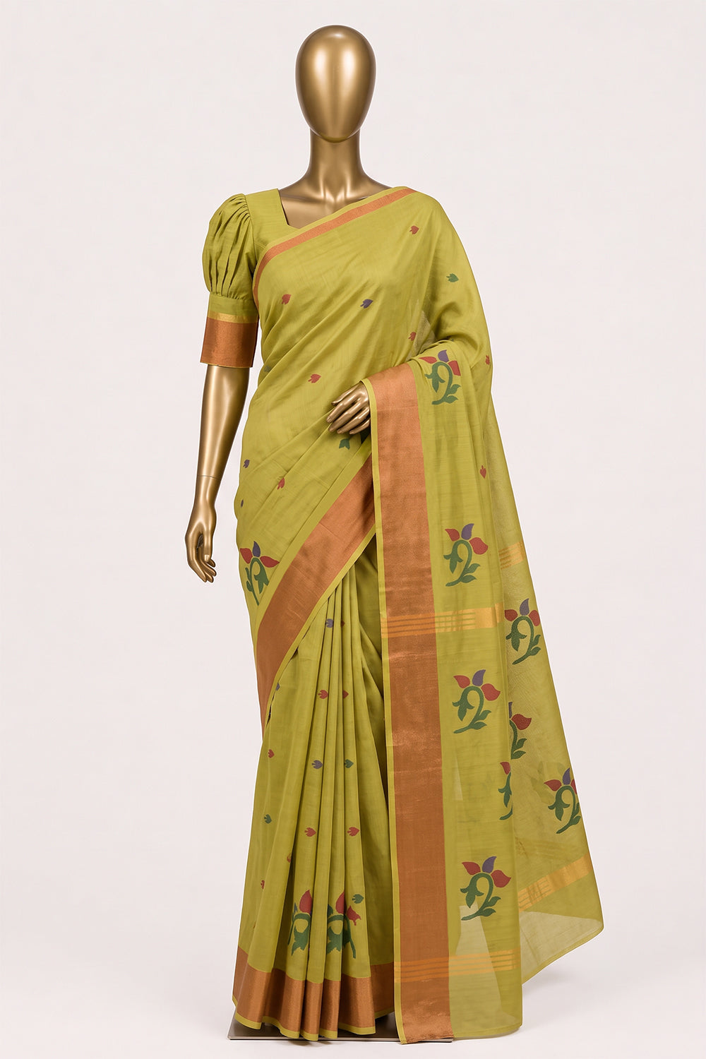Image of Spring Yellow Cotton Saree