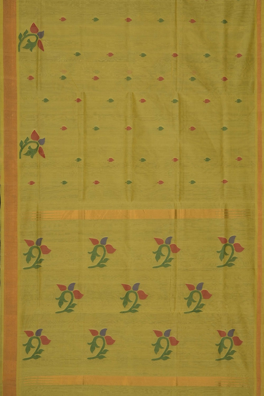 Image of Spring Yellow Cotton Saree