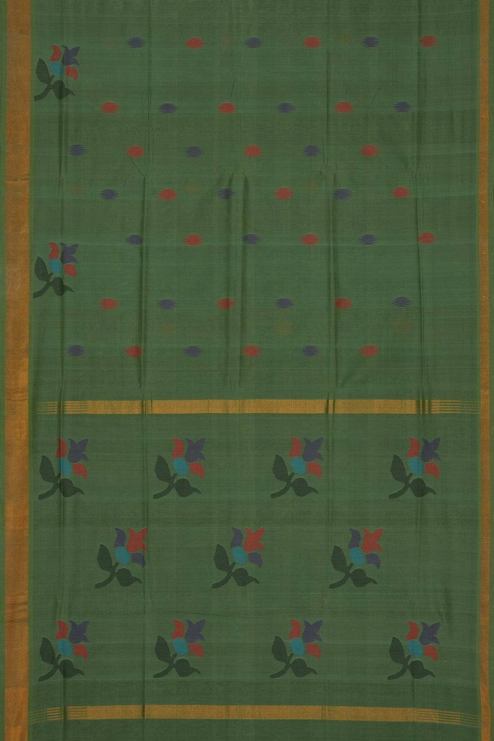 Image of Meadow Green Cotton Saree