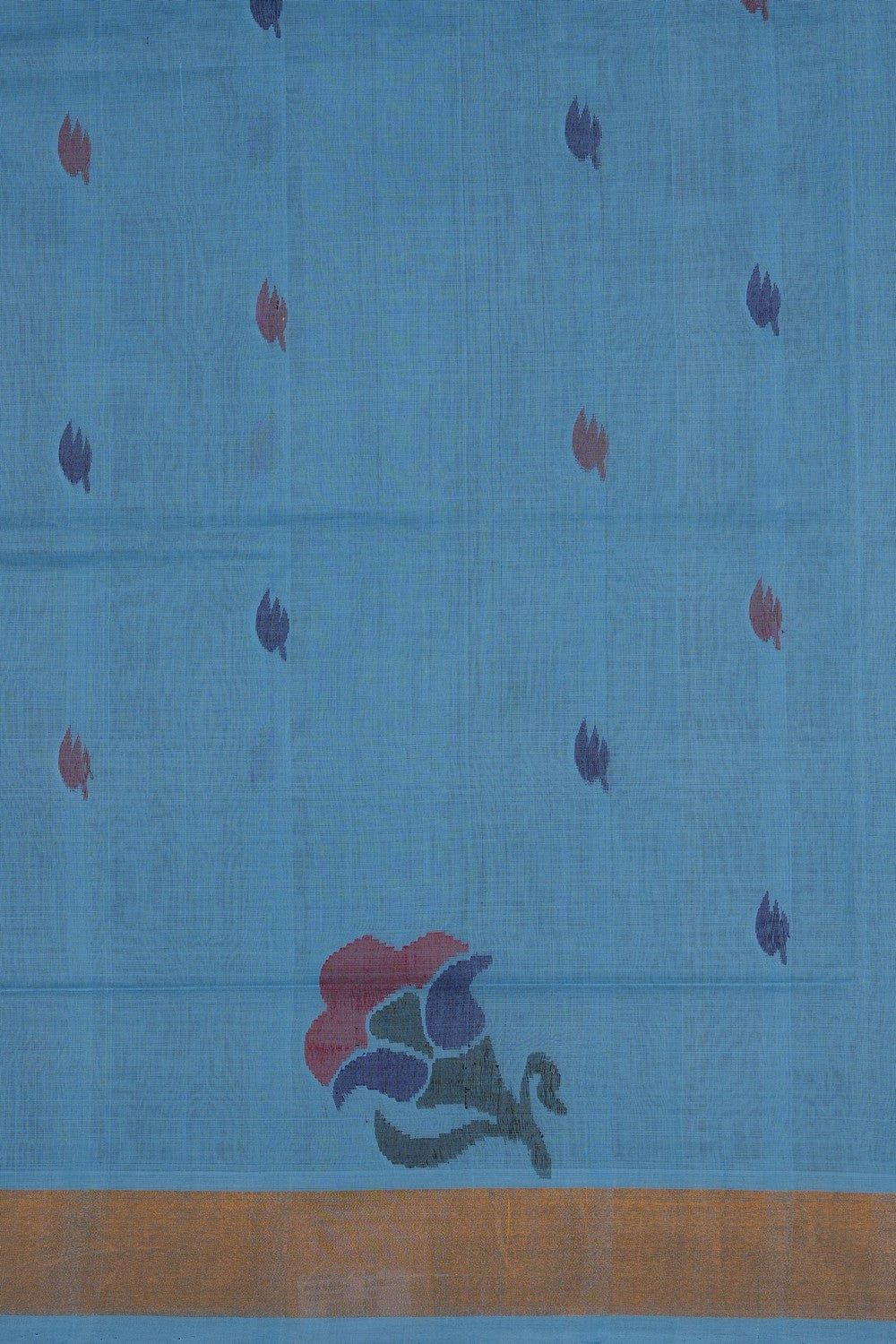 Image of Smoky Blue Cotton Saree