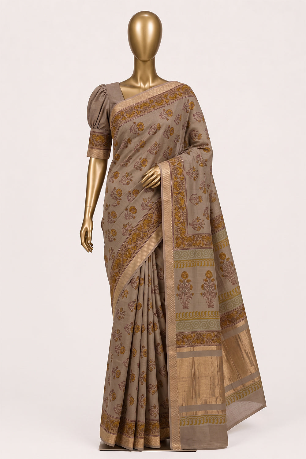 Image of Beige Mangalagiri Cotton Saree
