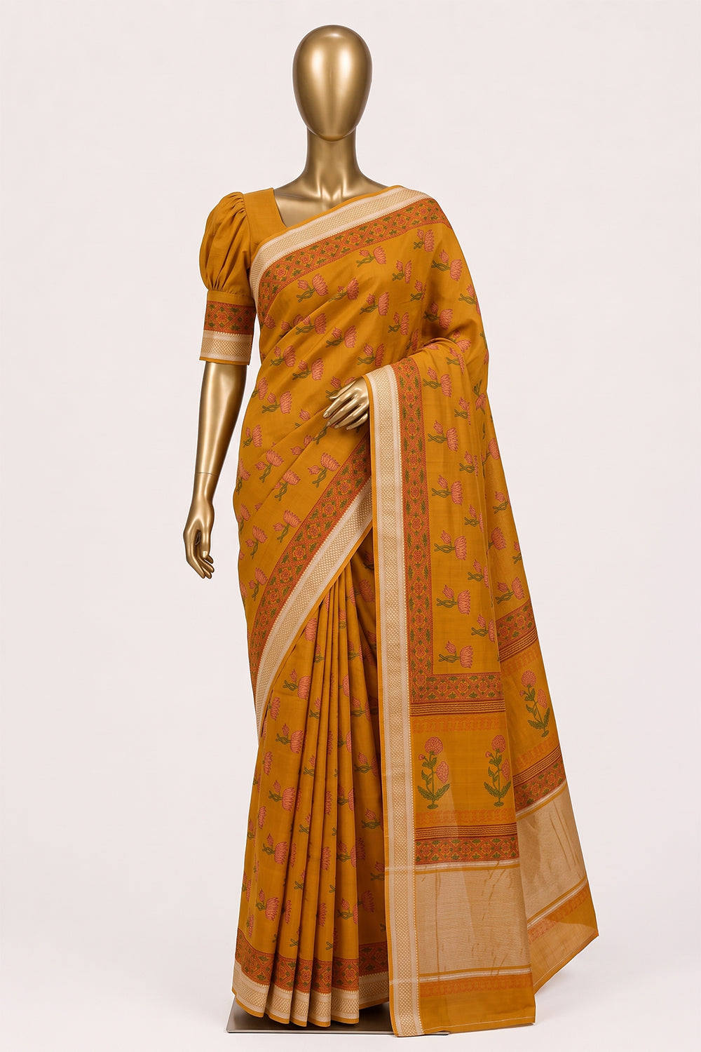 Image of Orange Mangalagiri Cotton Saree