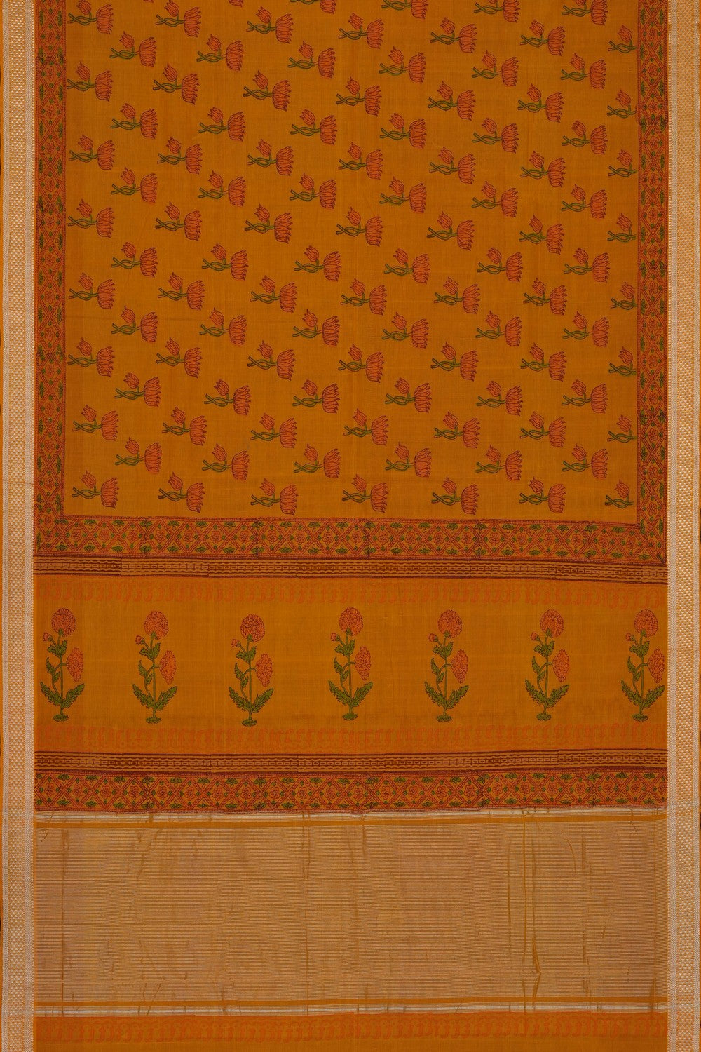 Image of Orange Mangalagiri Cotton Saree