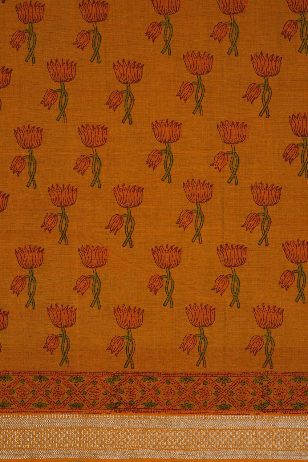 Image of Orange Mangalagiri Cotton Saree