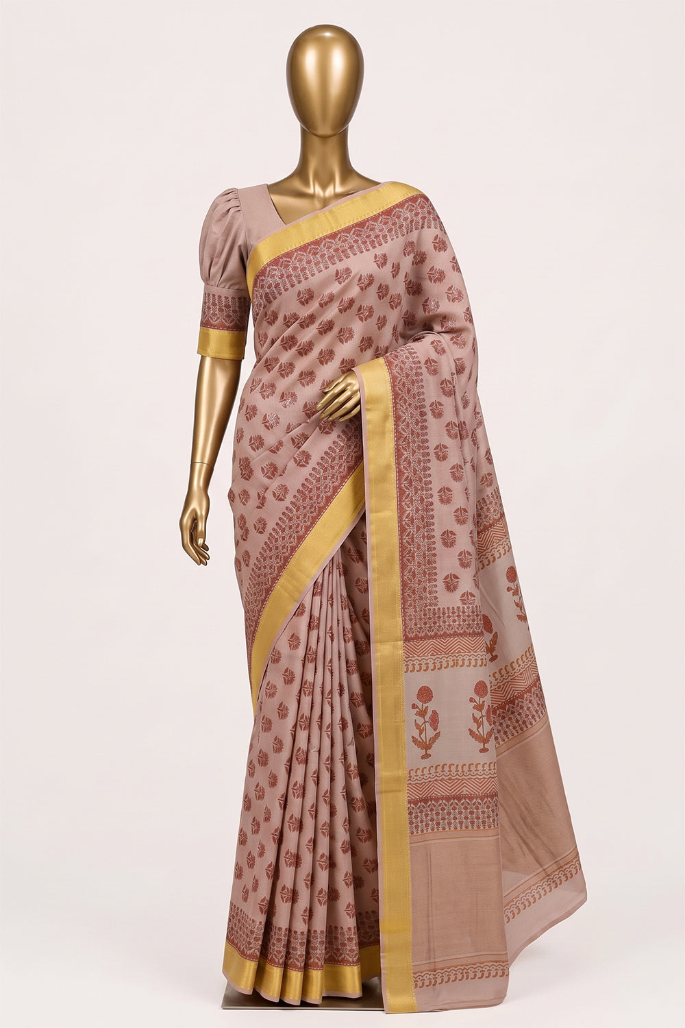 Image of Peach Mangalagiri Cotton Saree