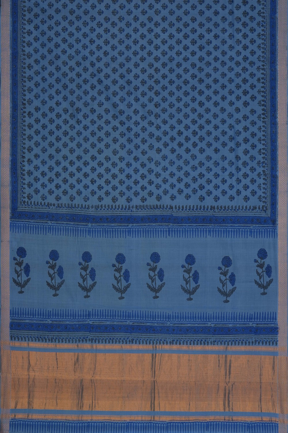 Image of Smoky Blue Mangalagiri Cotton Saree