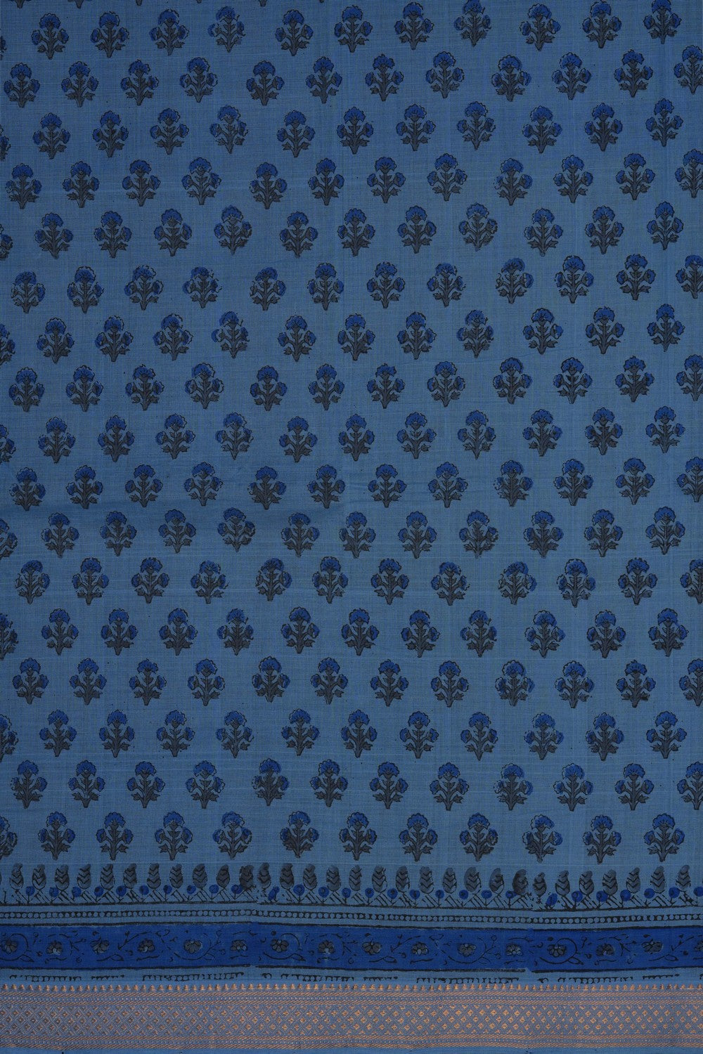 Image of Smoky Blue Mangalagiri Cotton Saree