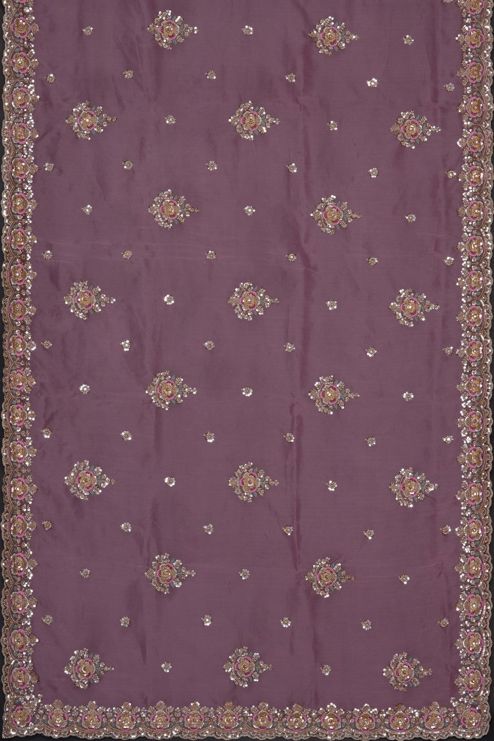 Image of Light-Pink Kora Silk Embroidery Saree
