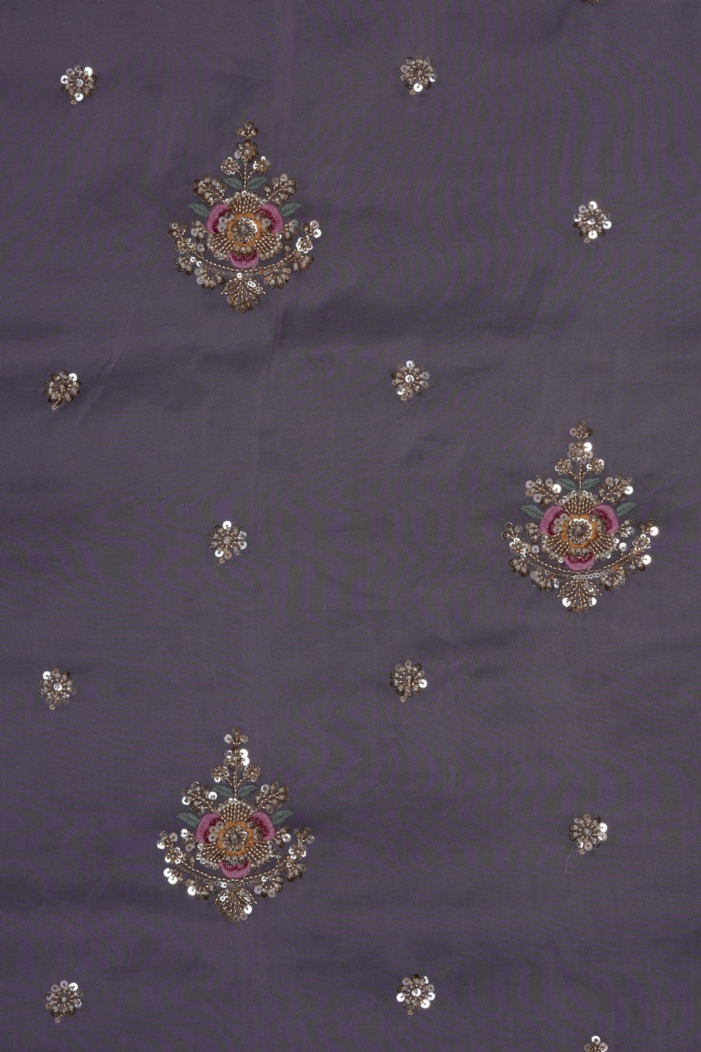Image of Purple Kora Silk Embroidery Saree